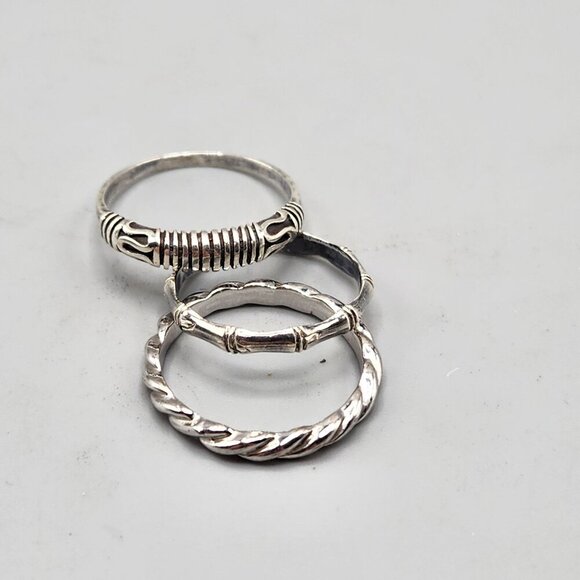 Jewelry - Sterling Silver Ring Bundle of 3 Bands 925 Sizes 5.5 7 and 7.5